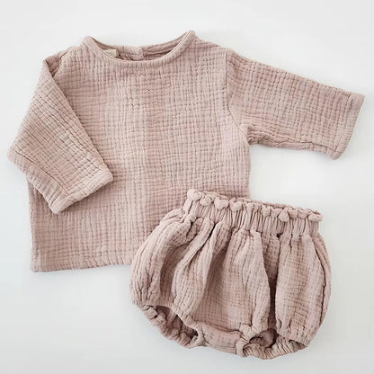 Gauze Cotton Cardigan Set