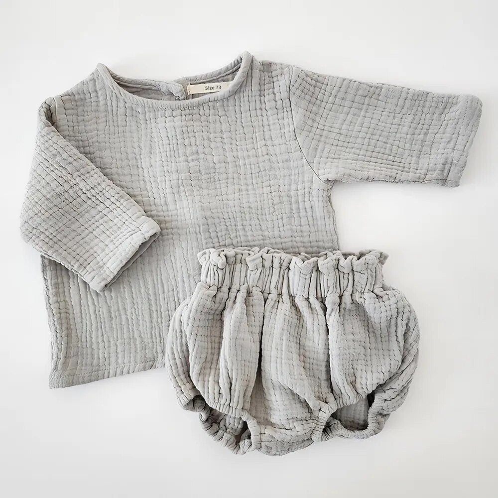 Gauze Cotton Cardigan Set