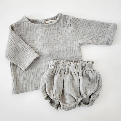 Gauze Cotton Cardigan Set