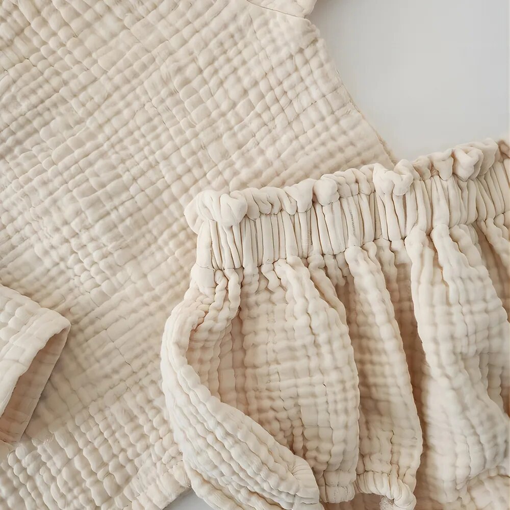 Gauze Cotton Cardigan Set