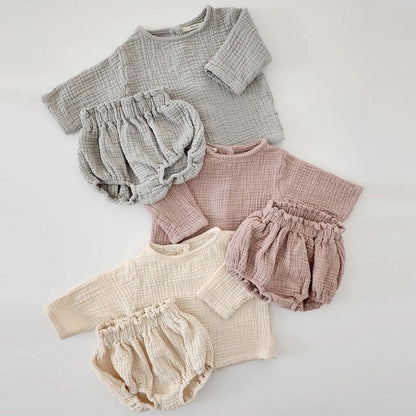 Gauze Cotton Cardigan Set