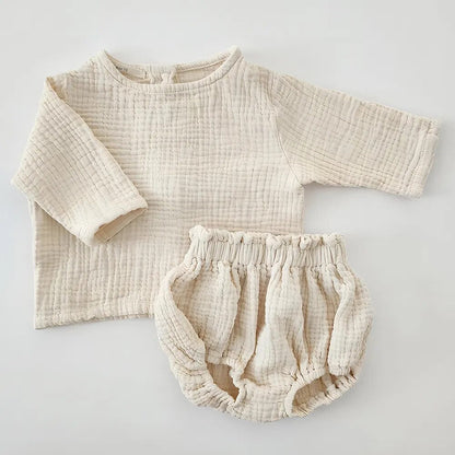 Gauze Cotton Cardigan Set